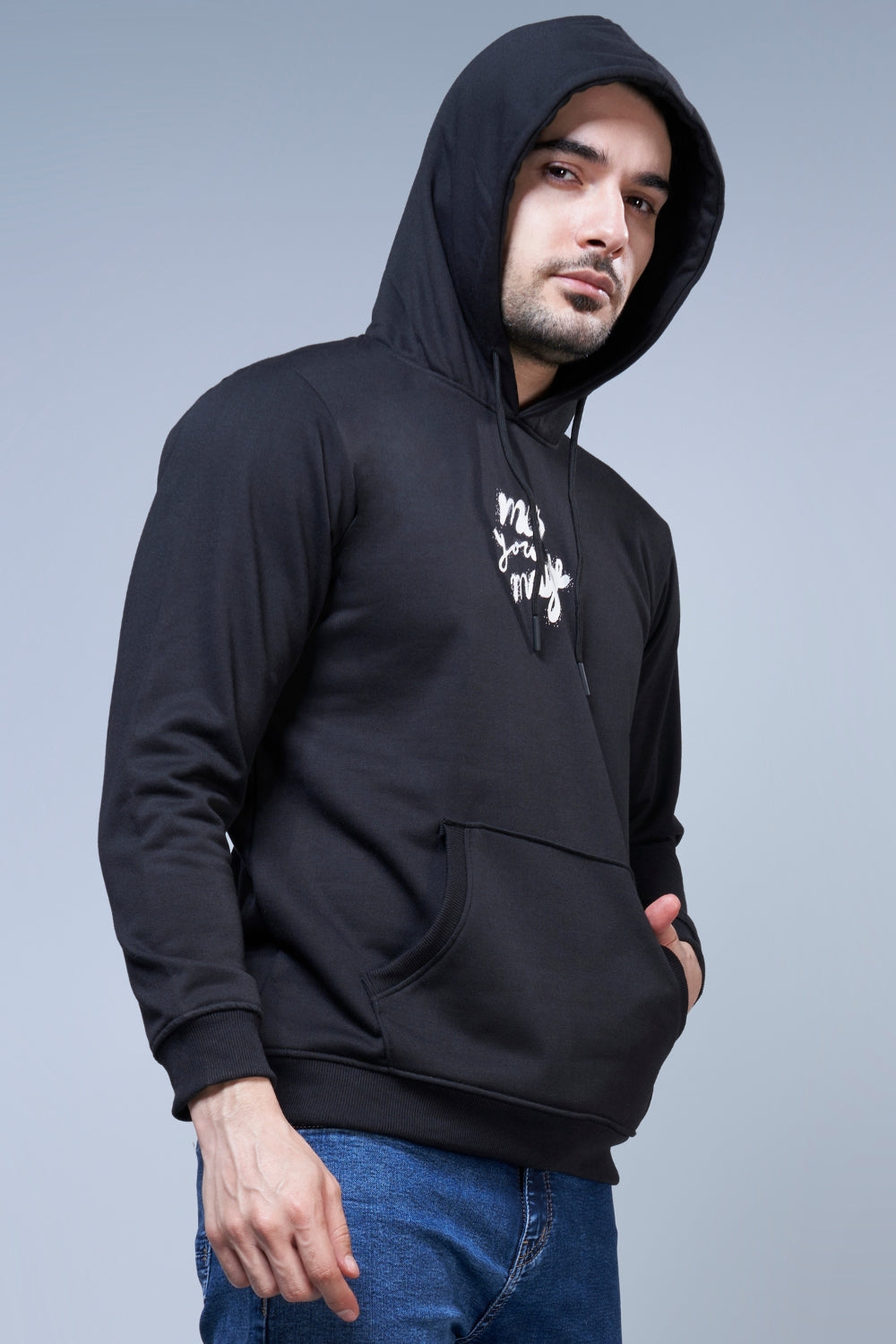 Miss You Maybe Printed Black Hoodie Hoodies Maxzone Clothing