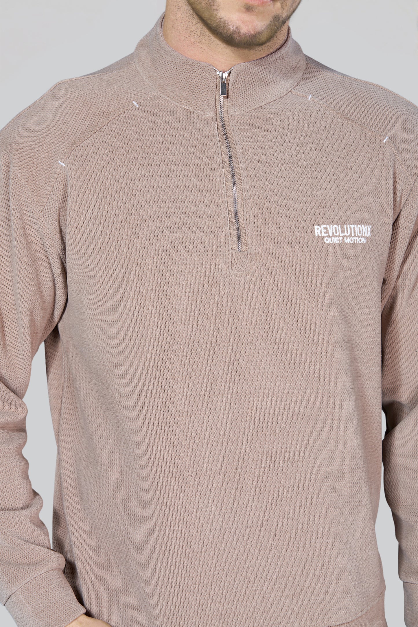 Beige Zipper Sweatshirt