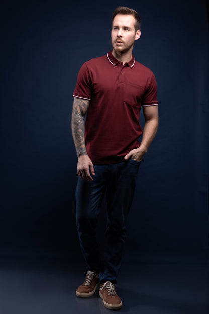 Maroon - Identity Pocket Polo Maxzone Clothing M