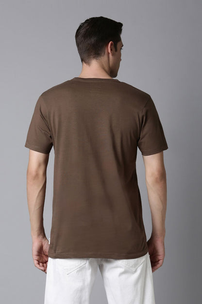 Brown Cotton IQ Basics T-SHIRT Maxzone Clothing