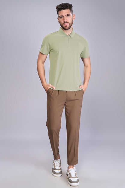 Pista Green - Stitchless Zip Polo T-shirt