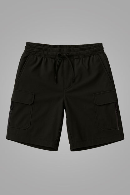 Black - Cargo Zip Pocket Shorts