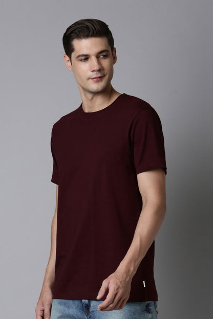 Heng Maroon Cotton IQ Basics T-SHIRT Maxzone Clothing 36/S