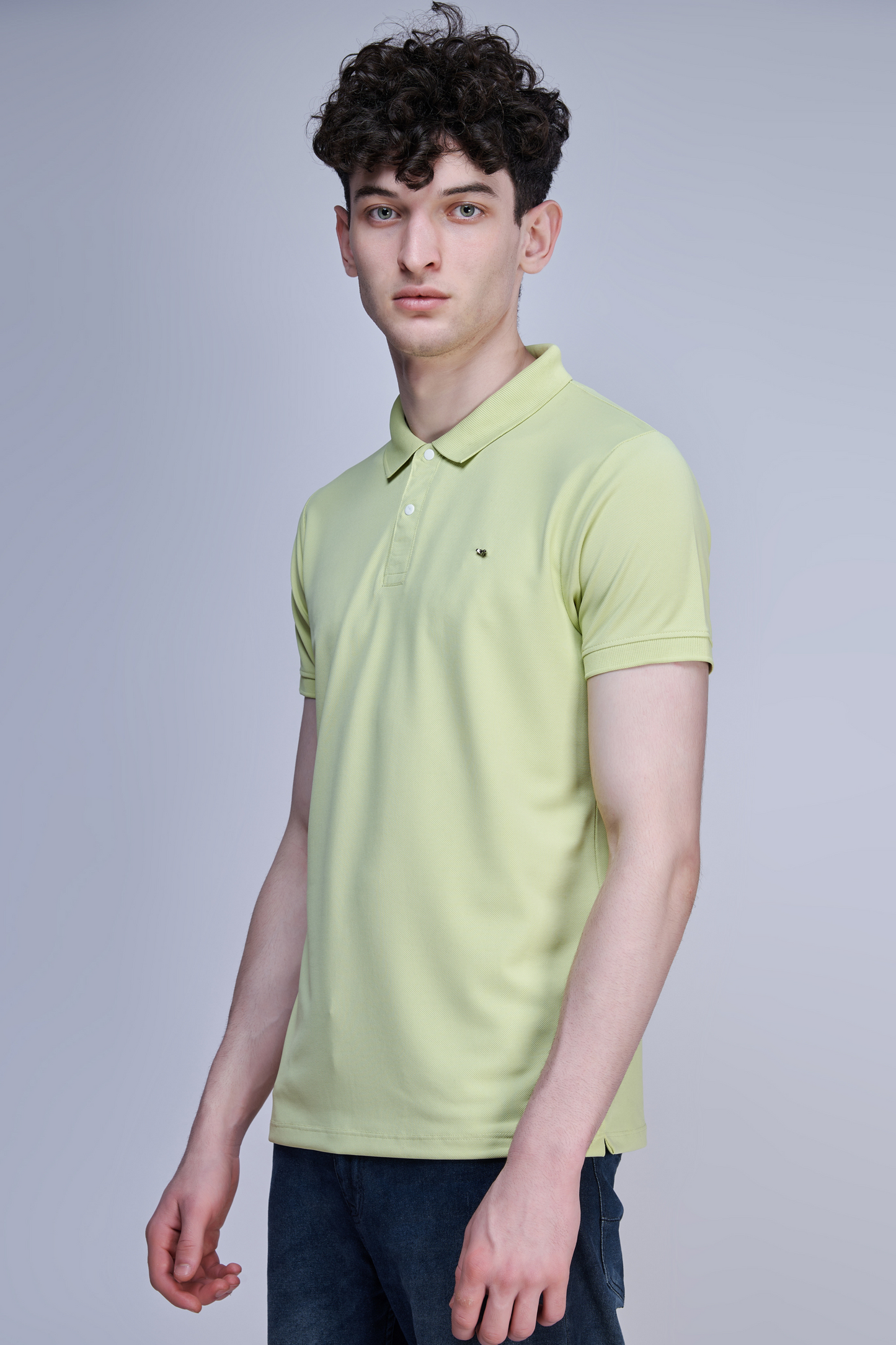 Lawrel-green Crepe Polo T-shirt  Maxzone Clothing   