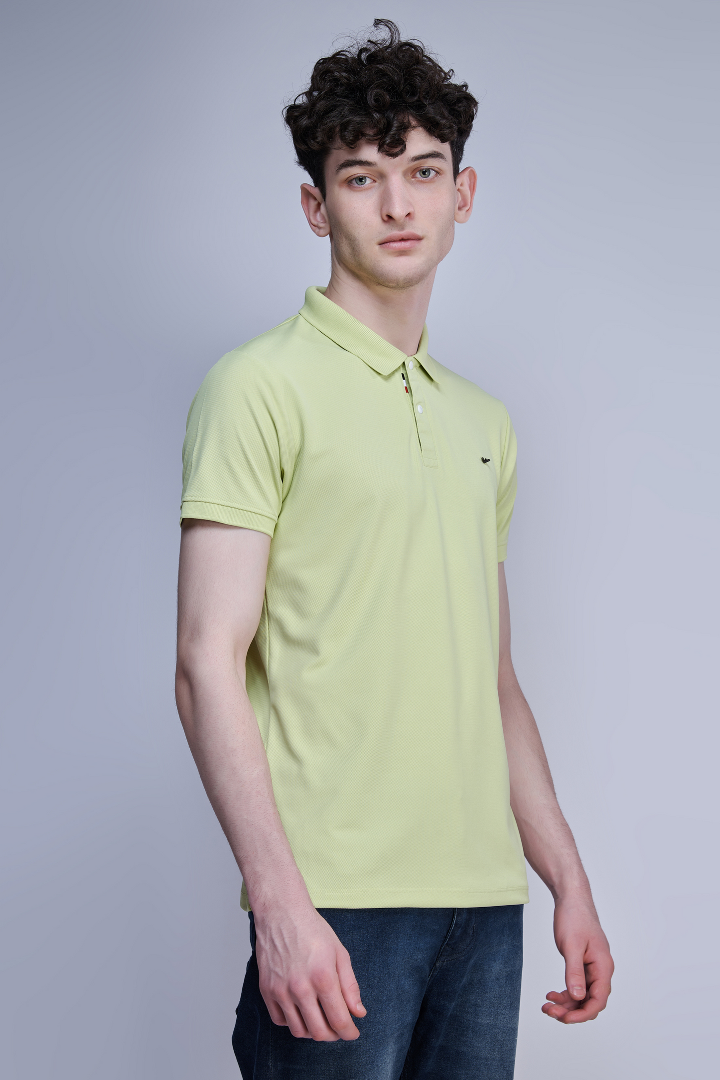 Lawrel-green Crepe Polo T-shirt  Maxzone Clothing   