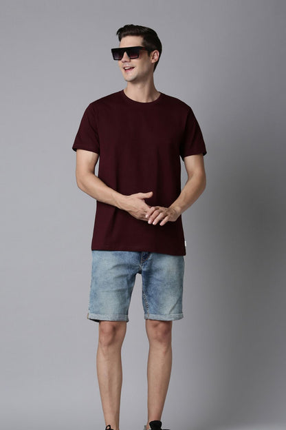 Heng Maroon Cotton IQ Basics T-SHIRT Maxzone Clothing