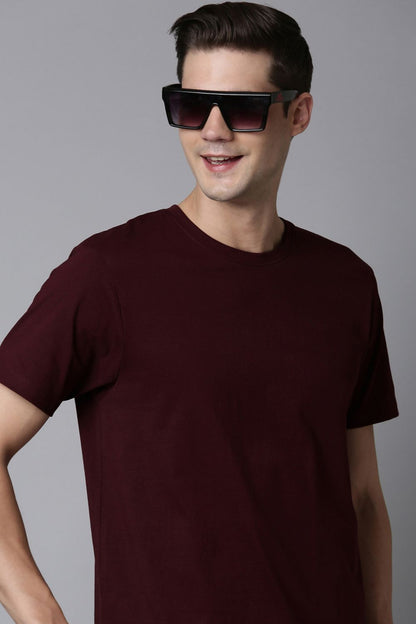 Heng Maroon Cotton IQ Basics T-SHIRT Maxzone Clothing