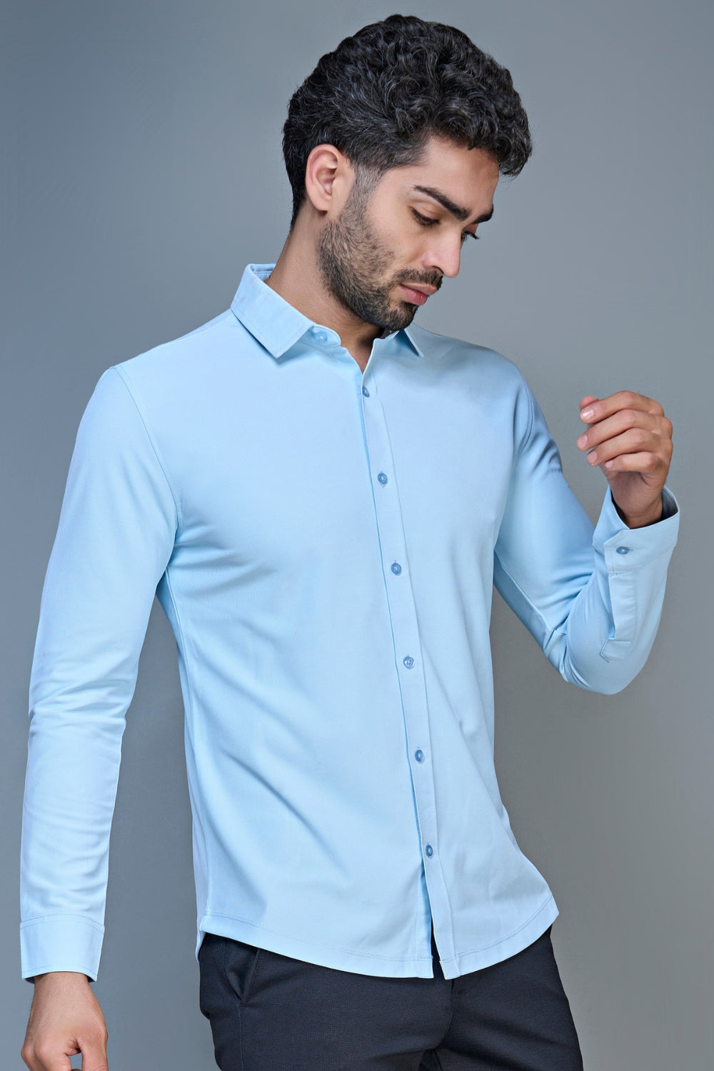 Powder Blue Smart Tech Full Sleeve Shirt Full Sleeve Shirt Maxzone Clothing   