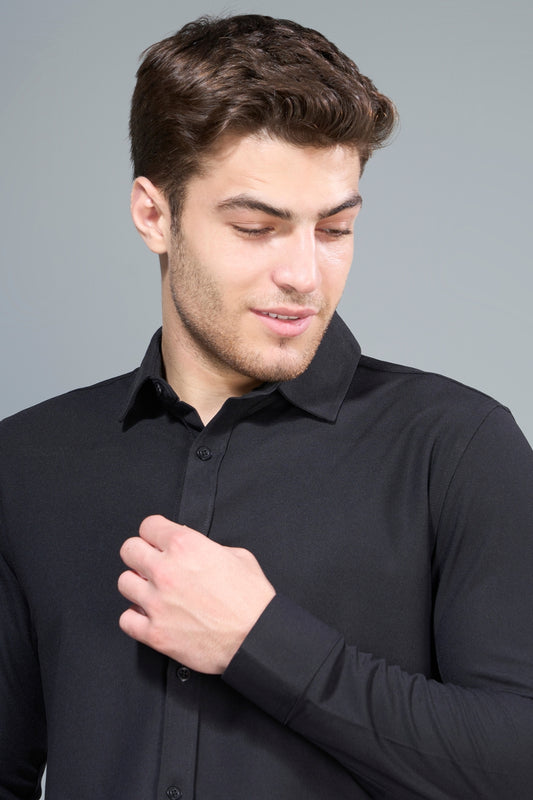 Black Smart Tech Full Sleeve Shirt Full Sleeve Shirt Maxzone Clothing M  