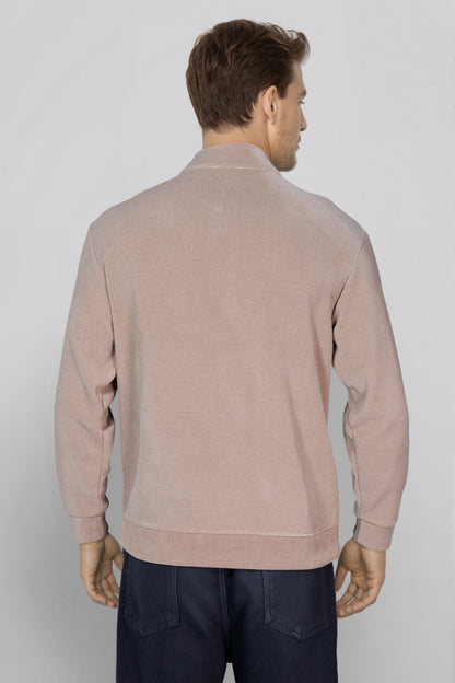 Beige Zipper Sweatshirt