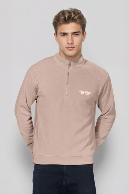 Beige Zipper Sweatshirt