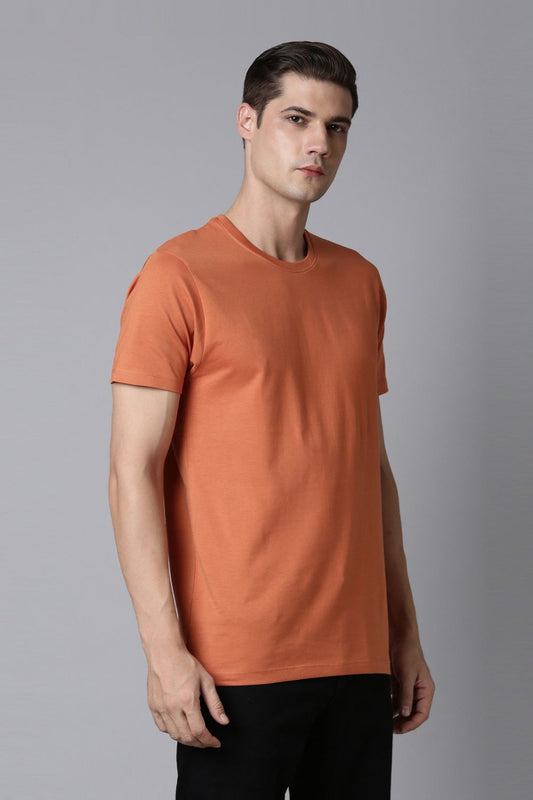 Shop Men's Sand Stone Cotton Solid T-shirt-front Maxzone Clothing