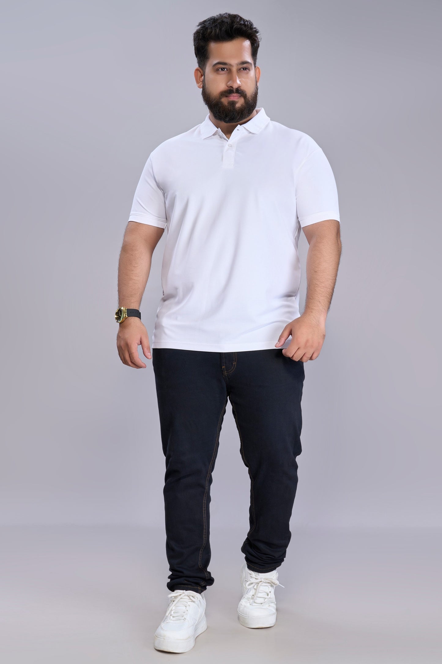 White - Smart Tech Polo Plus Size