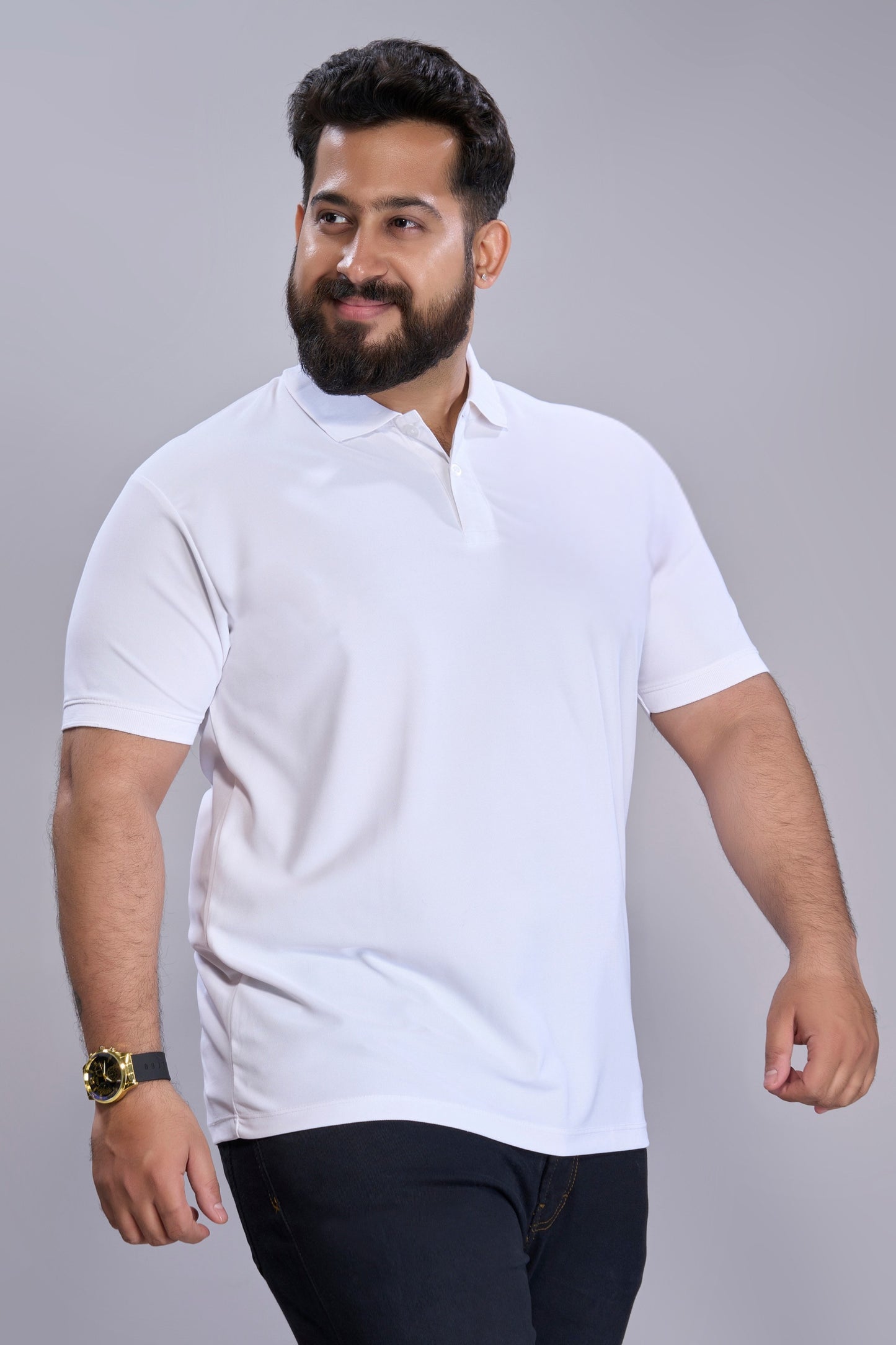 White - Smart Tech Polo Plus Size