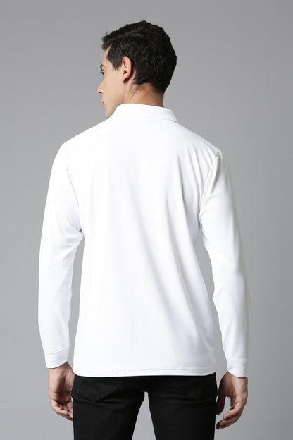 White Full Sleeve Smart Tech Polo Full Sleeve T-Shirt Maxzone Clothing   