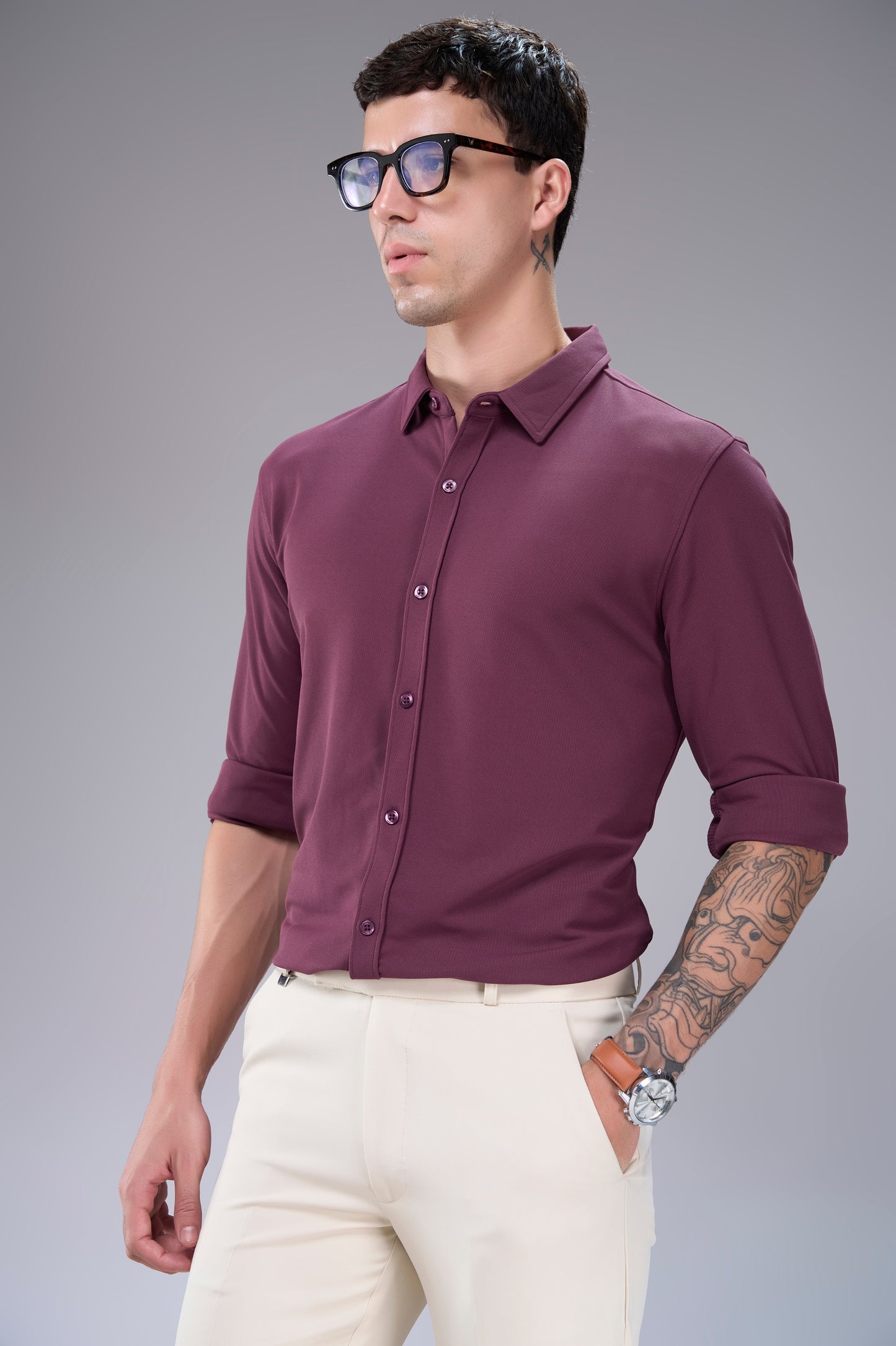 Wine Smart Tech Full Sleeve Shirt