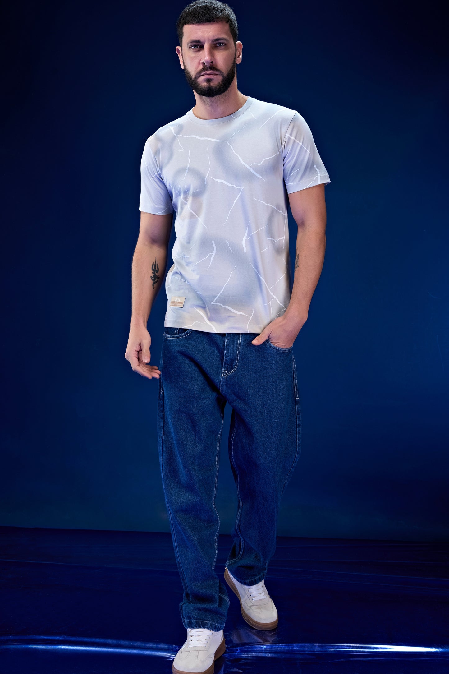 Cloud Grey - AOP Round Neck T-shirt