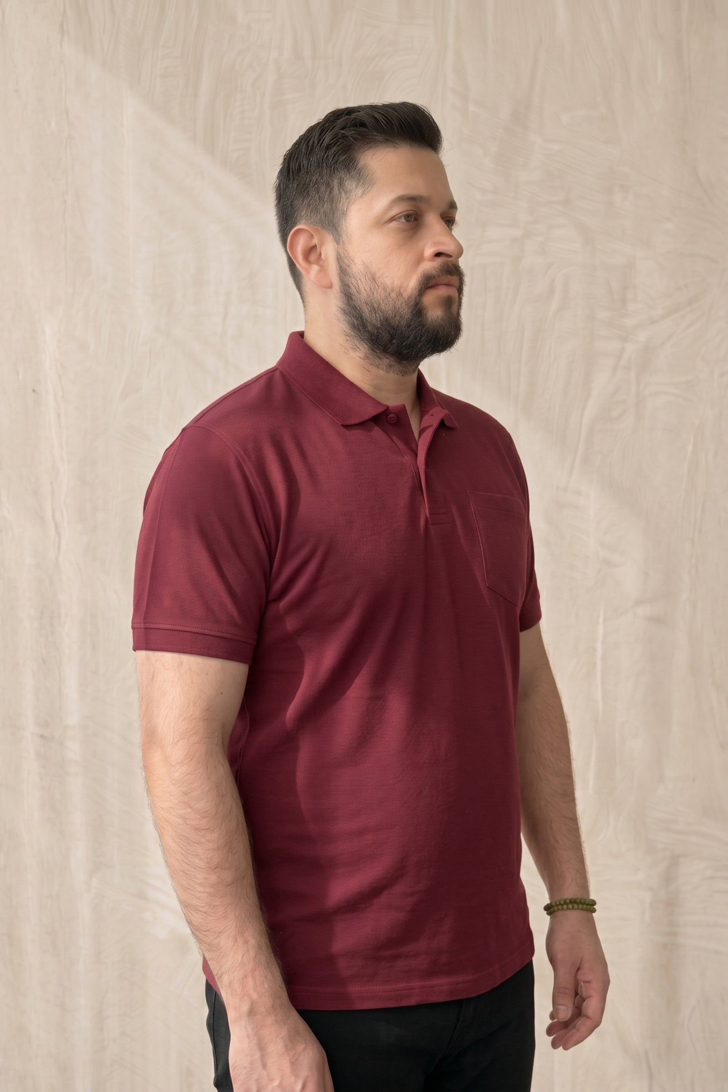 Wine - Zyric Pocket Polo Plus Size