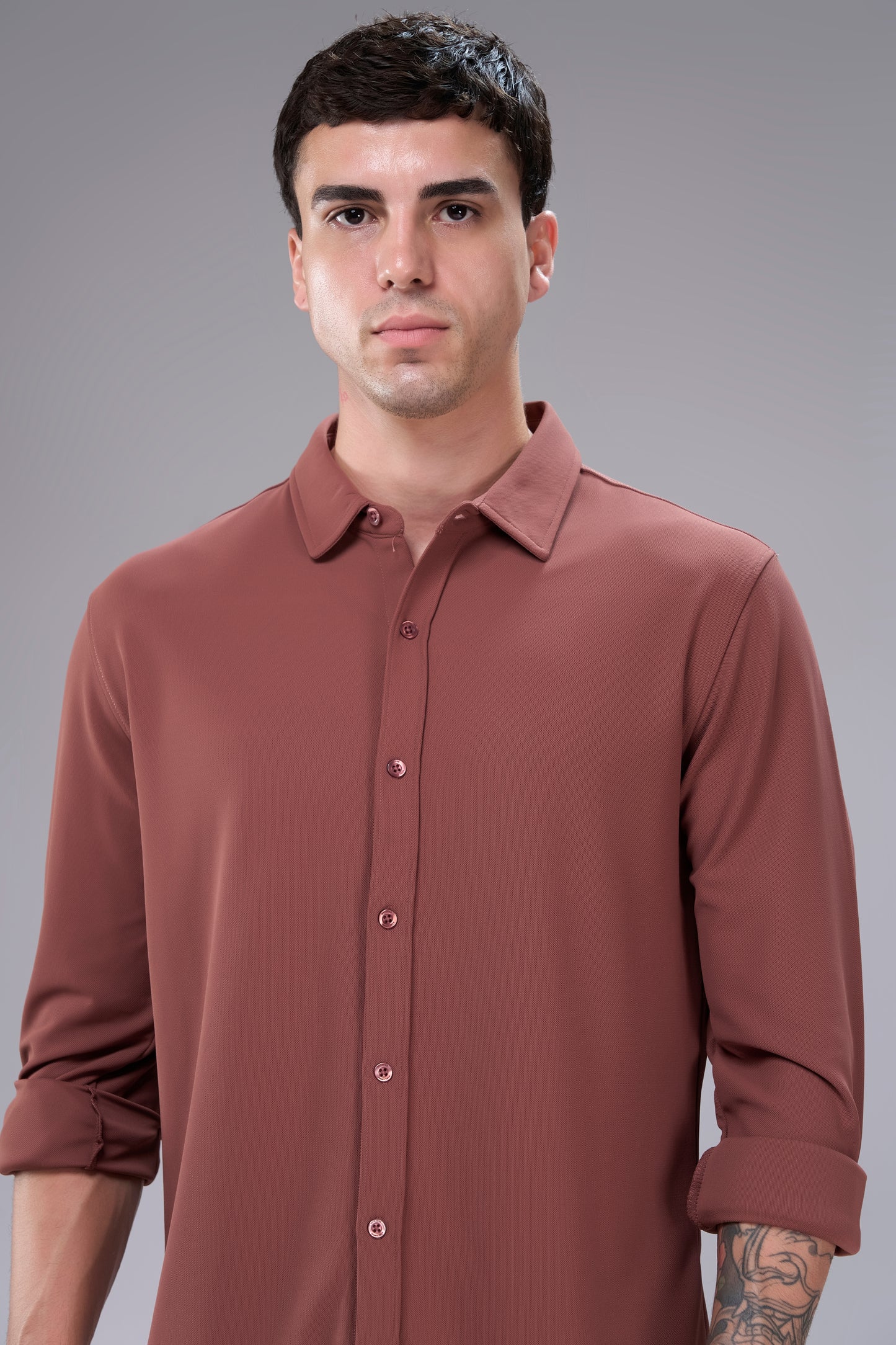 Hot Brown Smart Tech Full Sleeve Shirt