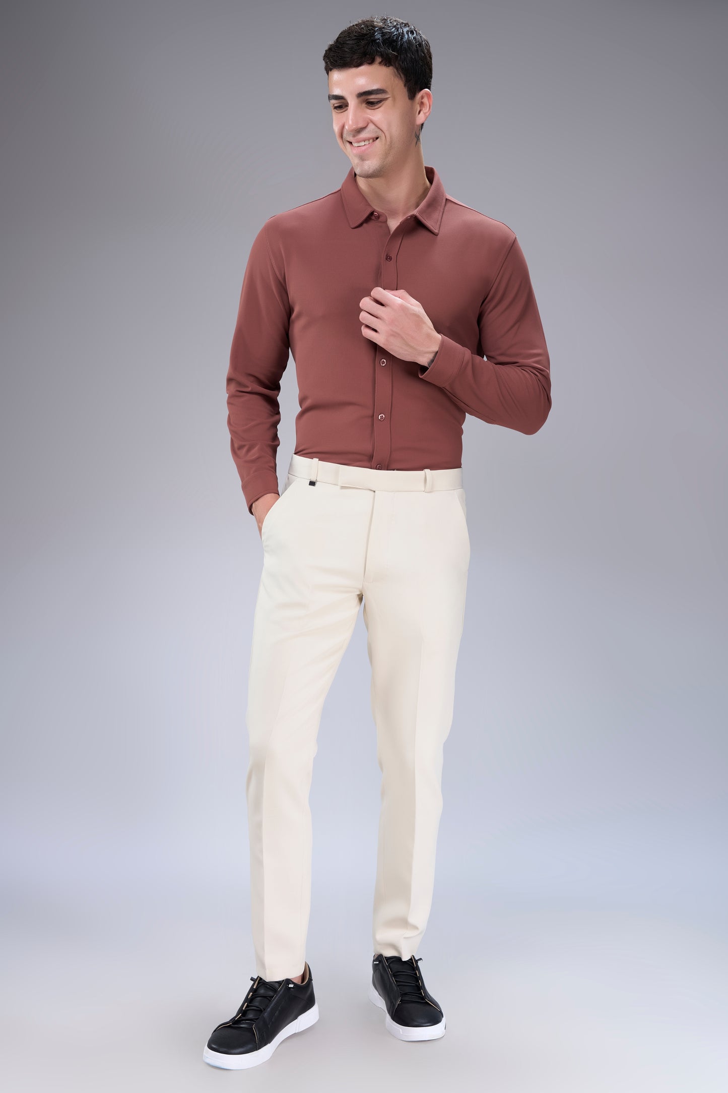 Hot Brown Smart Tech Full Sleeve Shirt