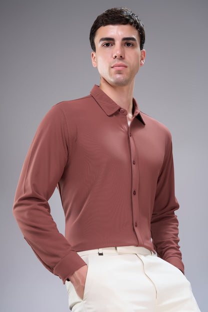 Hot Brown Smart Tech Full Sleeve Shirt