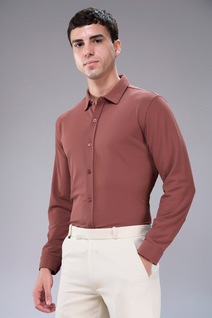 Hot Brown Smart Tech Full Sleeve Shirt