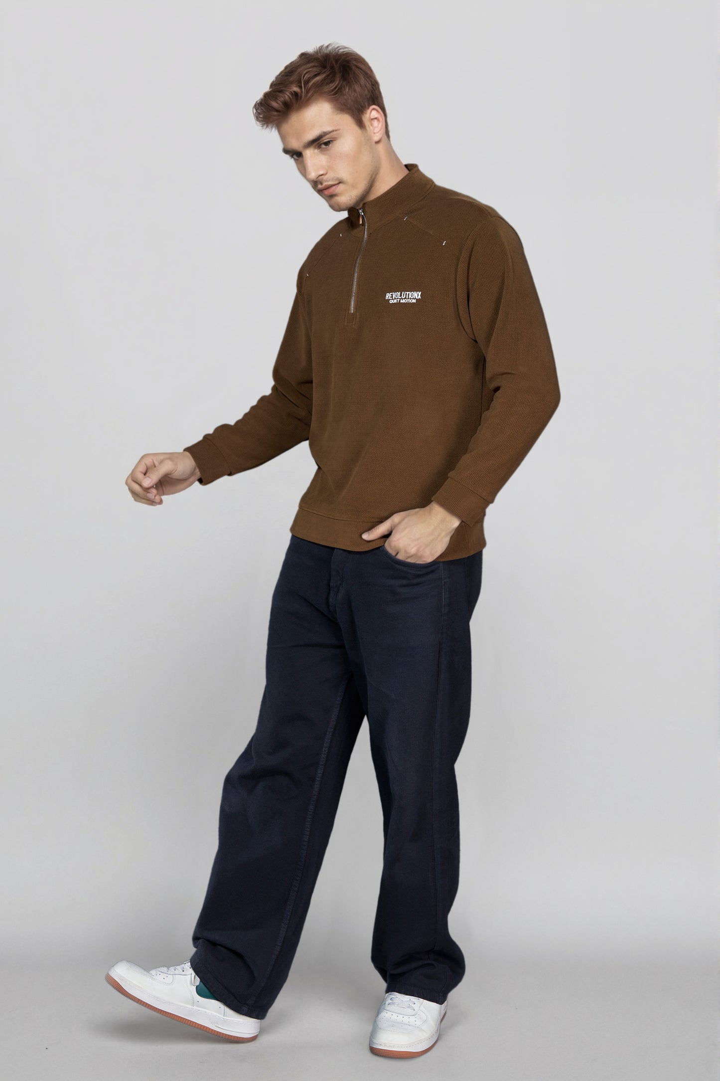 Deep Brown Zipper Sweatshirt