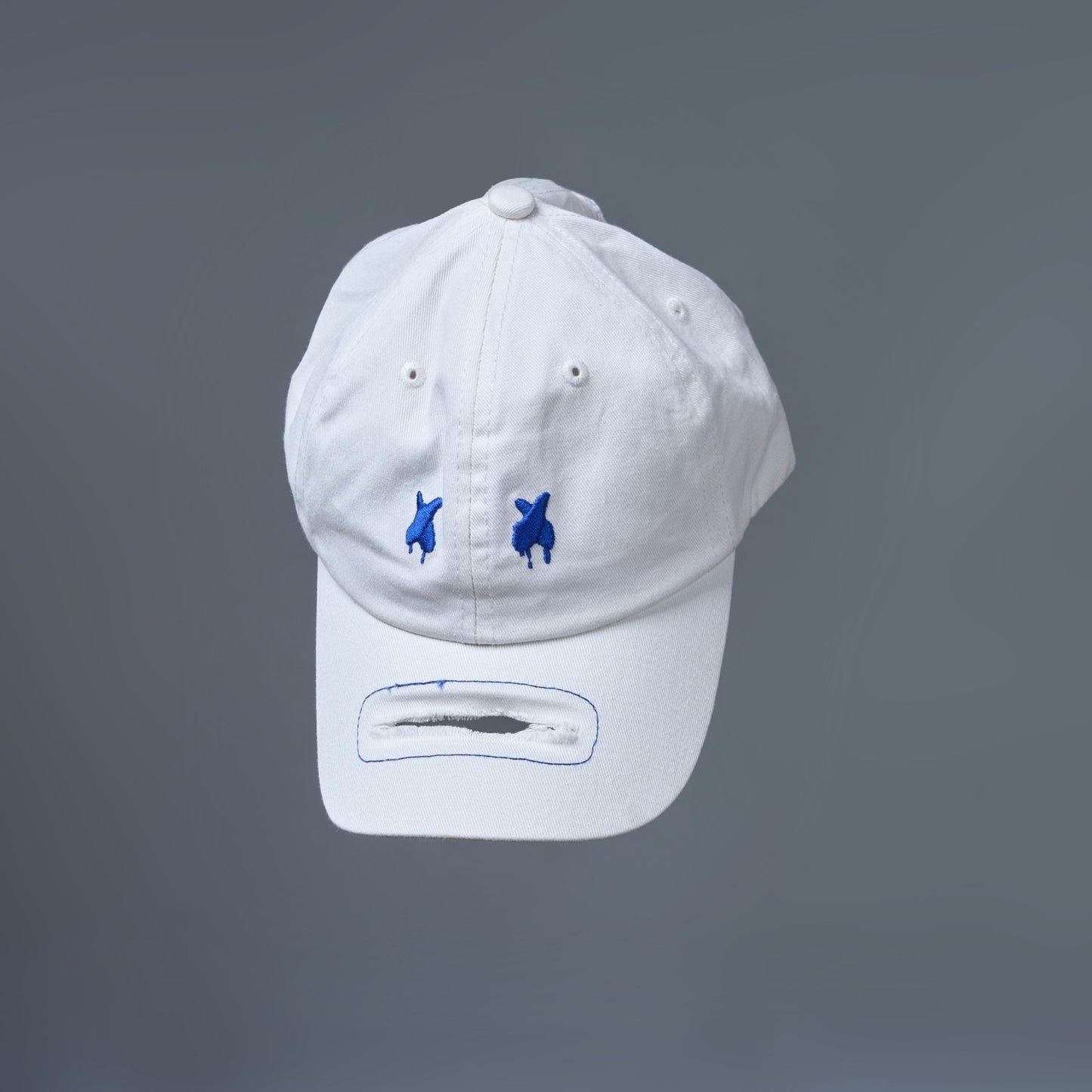 white colored, wide brim cap for men with adjustable strap.
