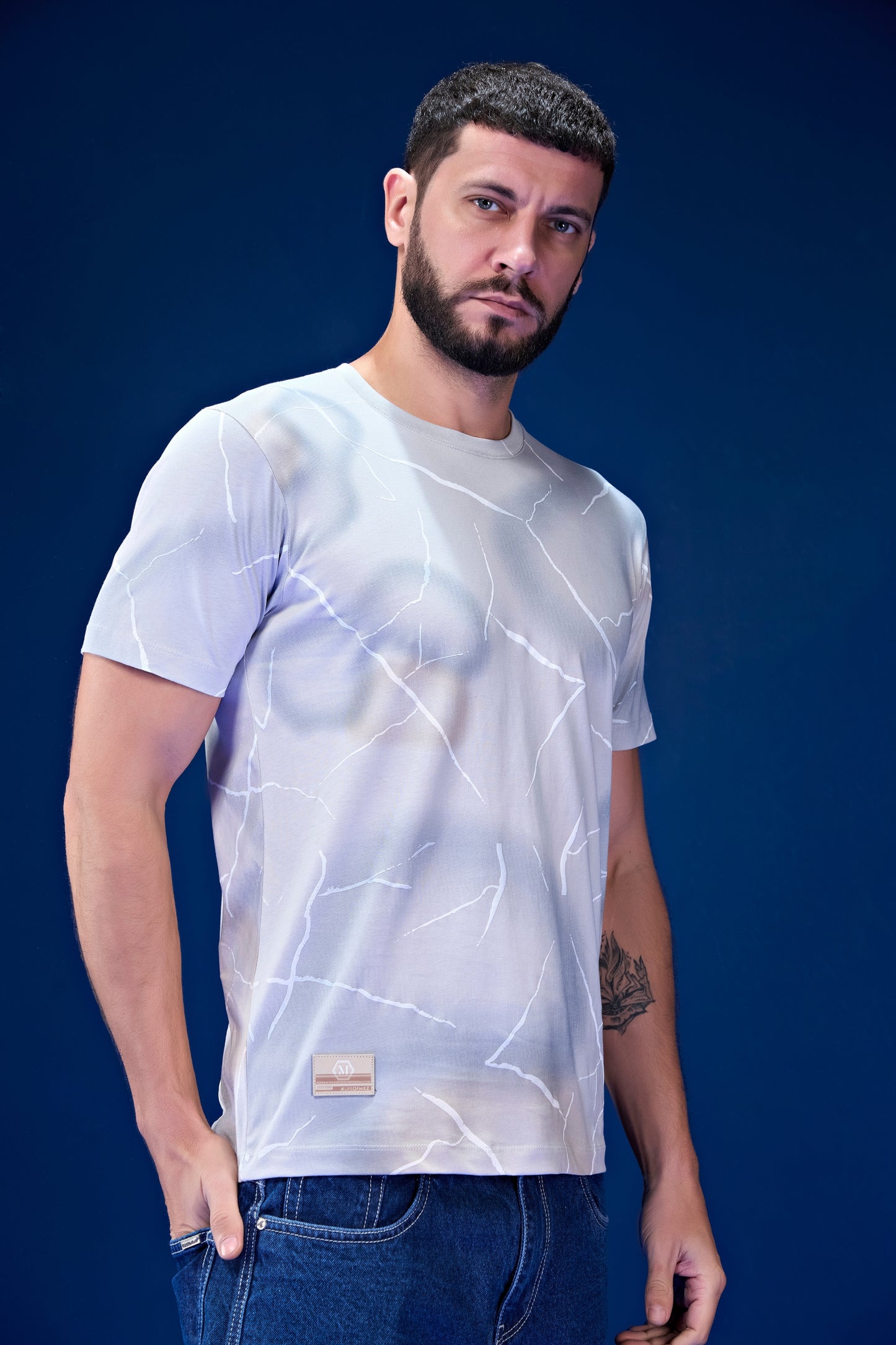 Cloud Grey - AOP Round Neck T-shirt