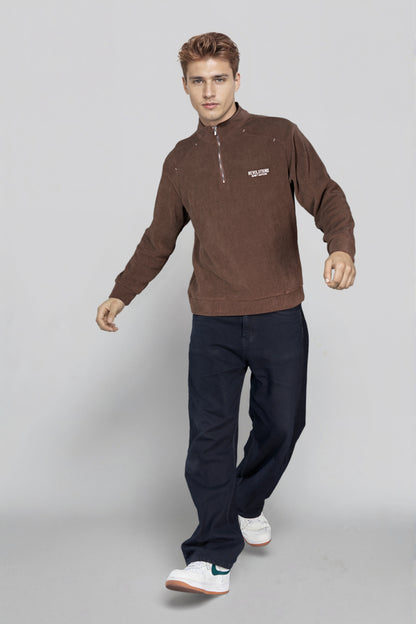 Brown Zipper Sweatshirt