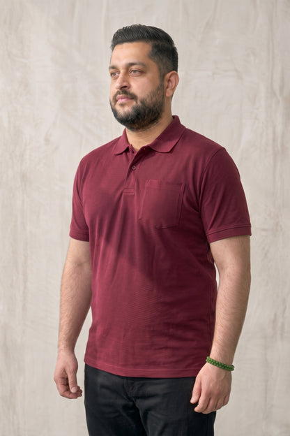 Wine - Zyric Pocket Polo Plus Size