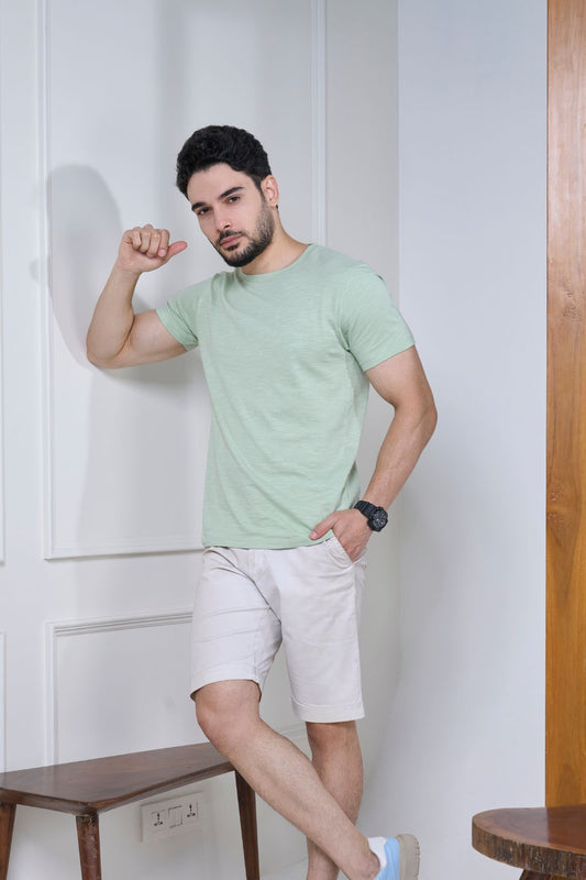 Obsession Solid Mint-Cream T-Shirt