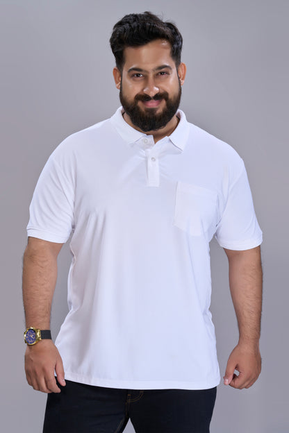 White - Smart Tech Pocket Polo Plus Size