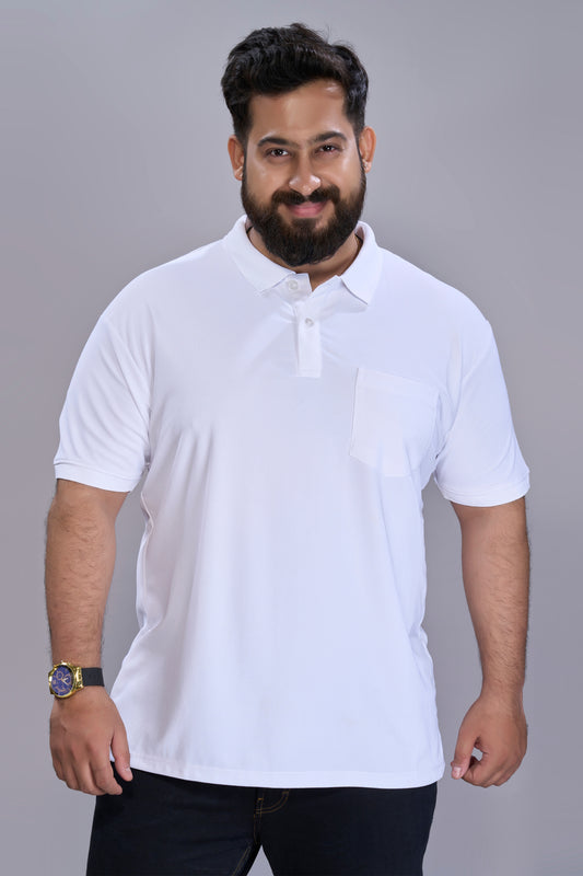 White - Smart Tech Pocket Polo Plus Size