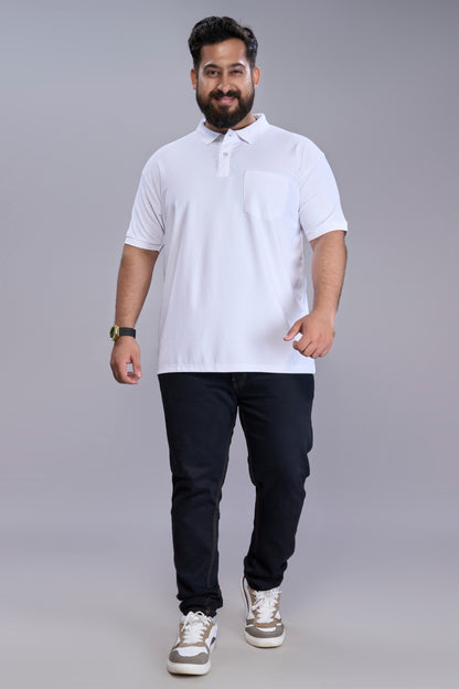 White - Smart Tech Pocket Polo Plus Size