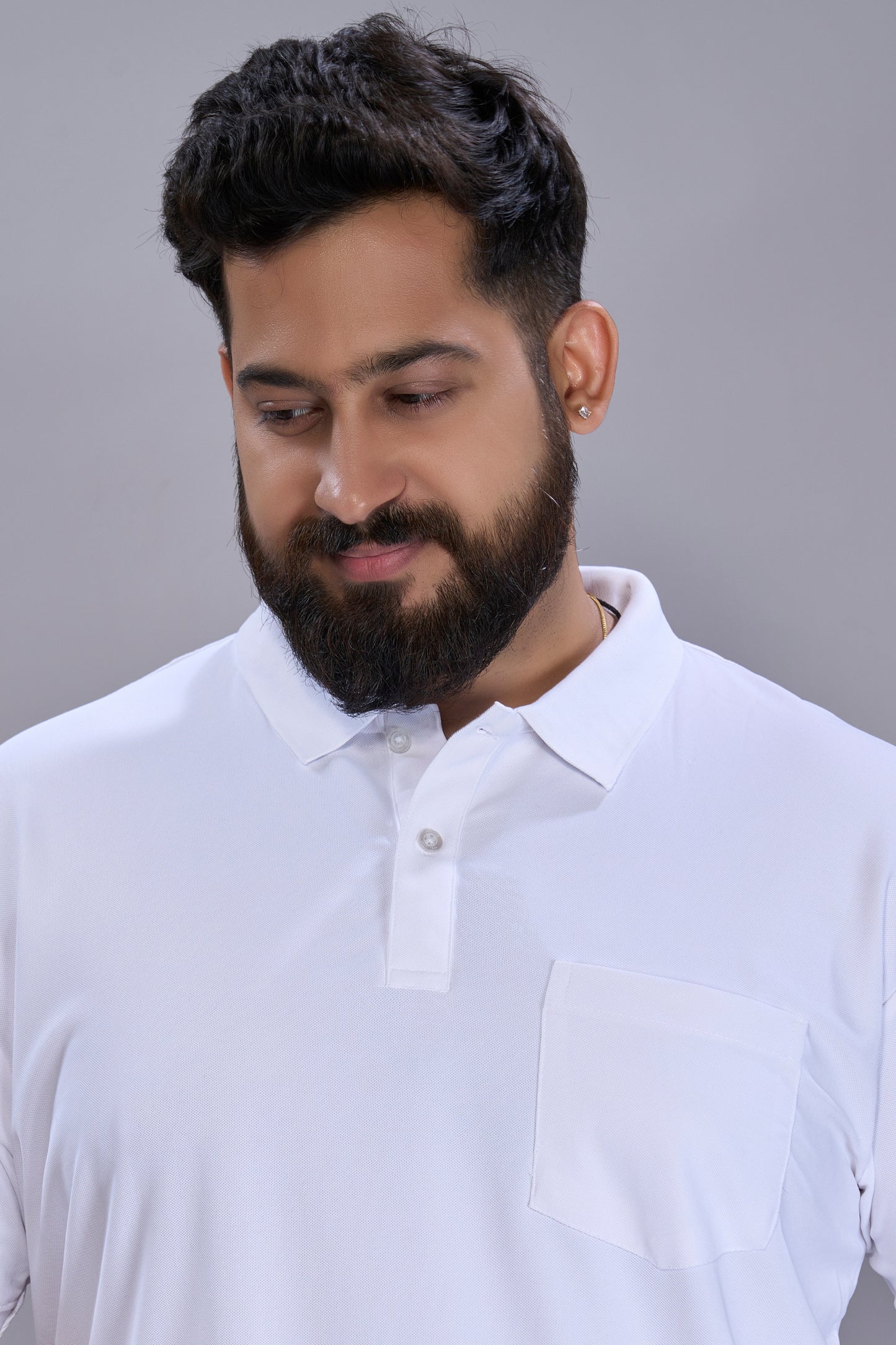 White - Smart Tech Pocket Polo Plus Size