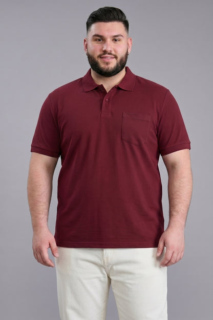 Wine - Zyric Pocket Polo Plus Size