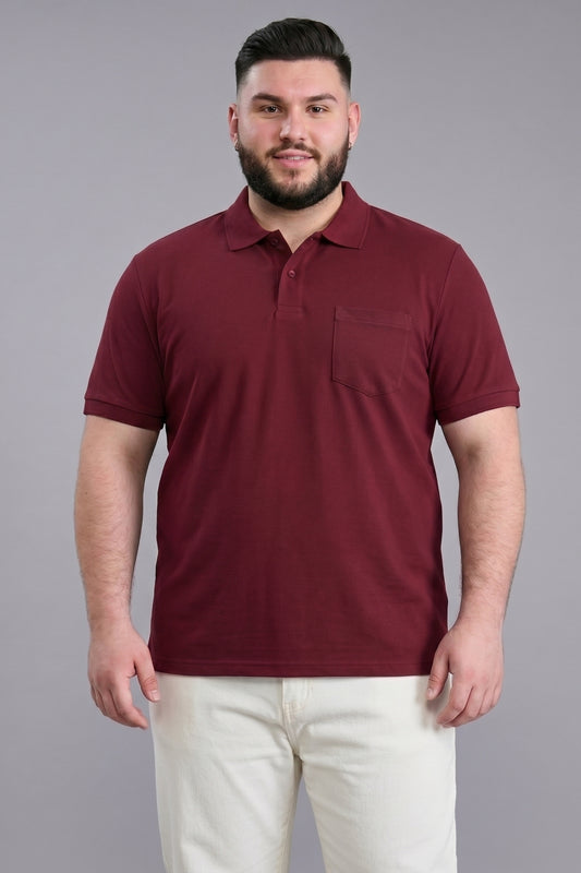 Wine - Zyric Pocket Polo Plus Size