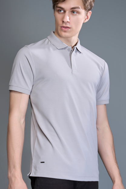 L T Grey - Smart Tech Textured Polo Maxzone Clothing