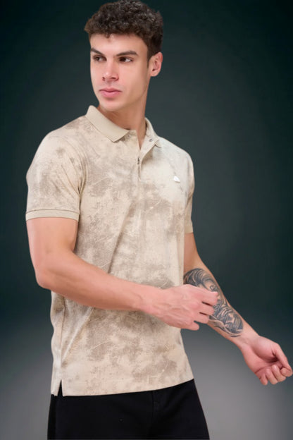 Almond Beige - Aurelis Aop Polo T-shirt
