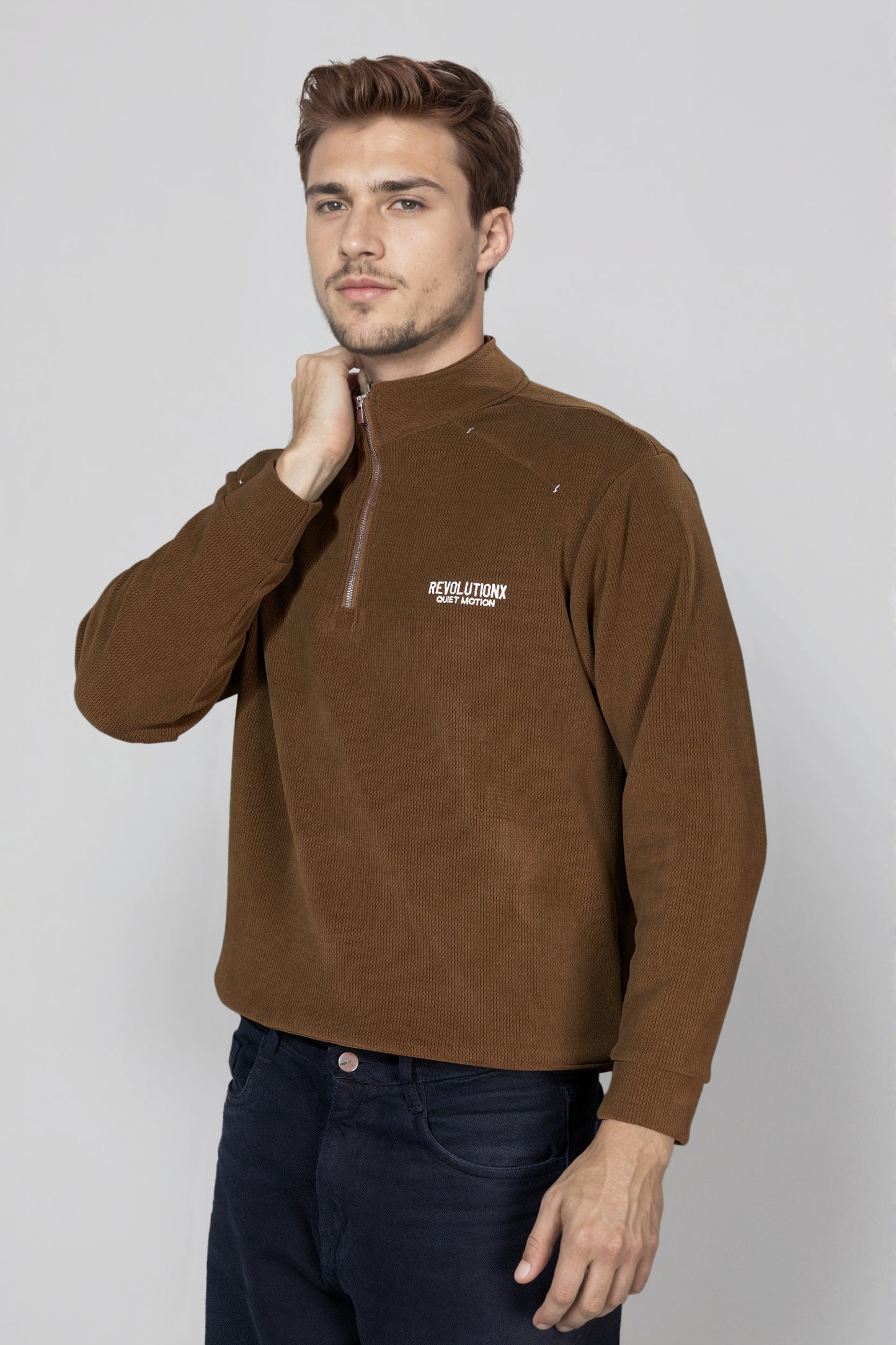 Deep Brown Zipper Sweatshirt