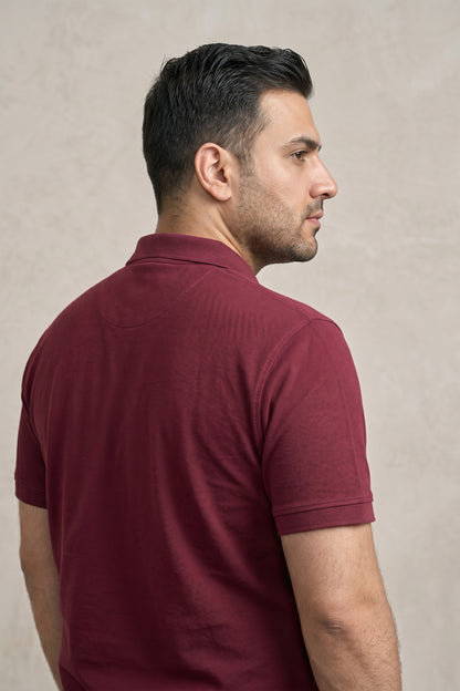 Wine - Zyric Pocket Polo Plus Size