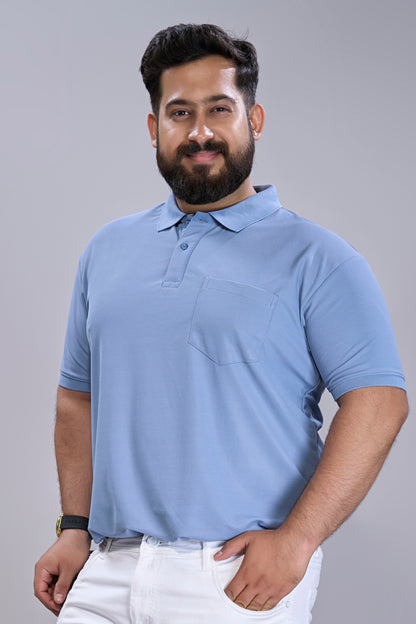 Light Blue - Smart Tech Pocket Polo Plus Size