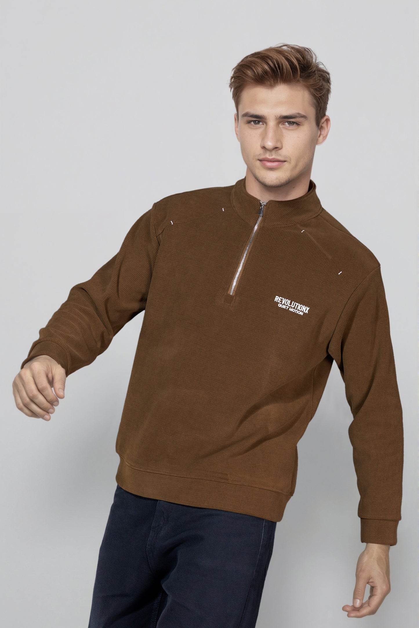 Deep Brown Zipper Sweatshirt