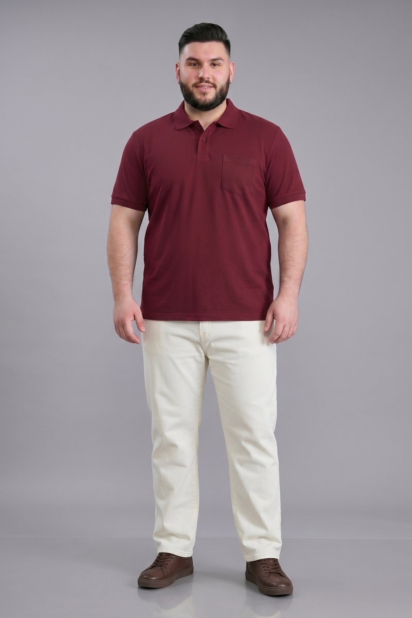 Wine - Zyric Pocket Polo Plus Size