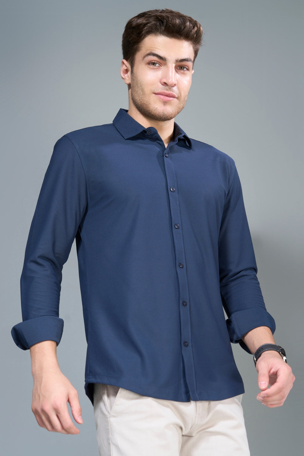 Navy Smart Tech Full Sleeve Shirt Full Sleeve Shirt Maxzone Clothing   