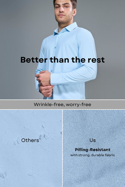 Powder Blue Smart Tech Full Sleeve Shirt Full Sleeve Shirt Maxzone Clothing