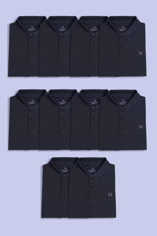 All Black Polos Pack of 10  Maxzone Clothing M  