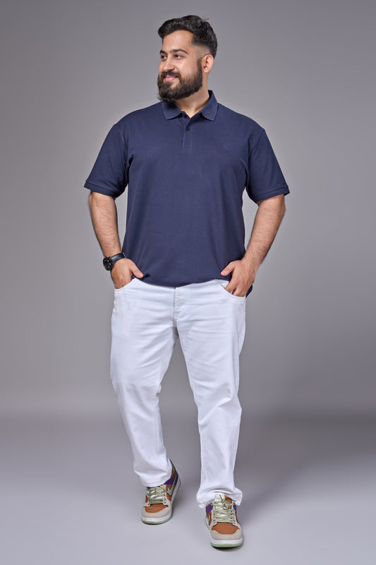 Teal Navy - Cotton Pique Polo Plus Size