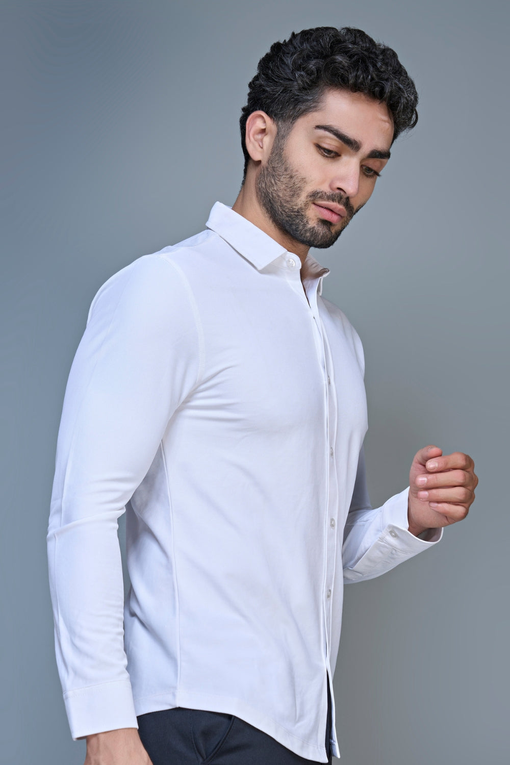 White Smart Tech Full Sleeve Shirt Full Sleeve Shirt Maxzone Clothing   